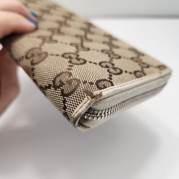 Authentic GUCCI Classic Canvas Zip Around Wallet Luxury Designer Monogram - Picture 9 of 16